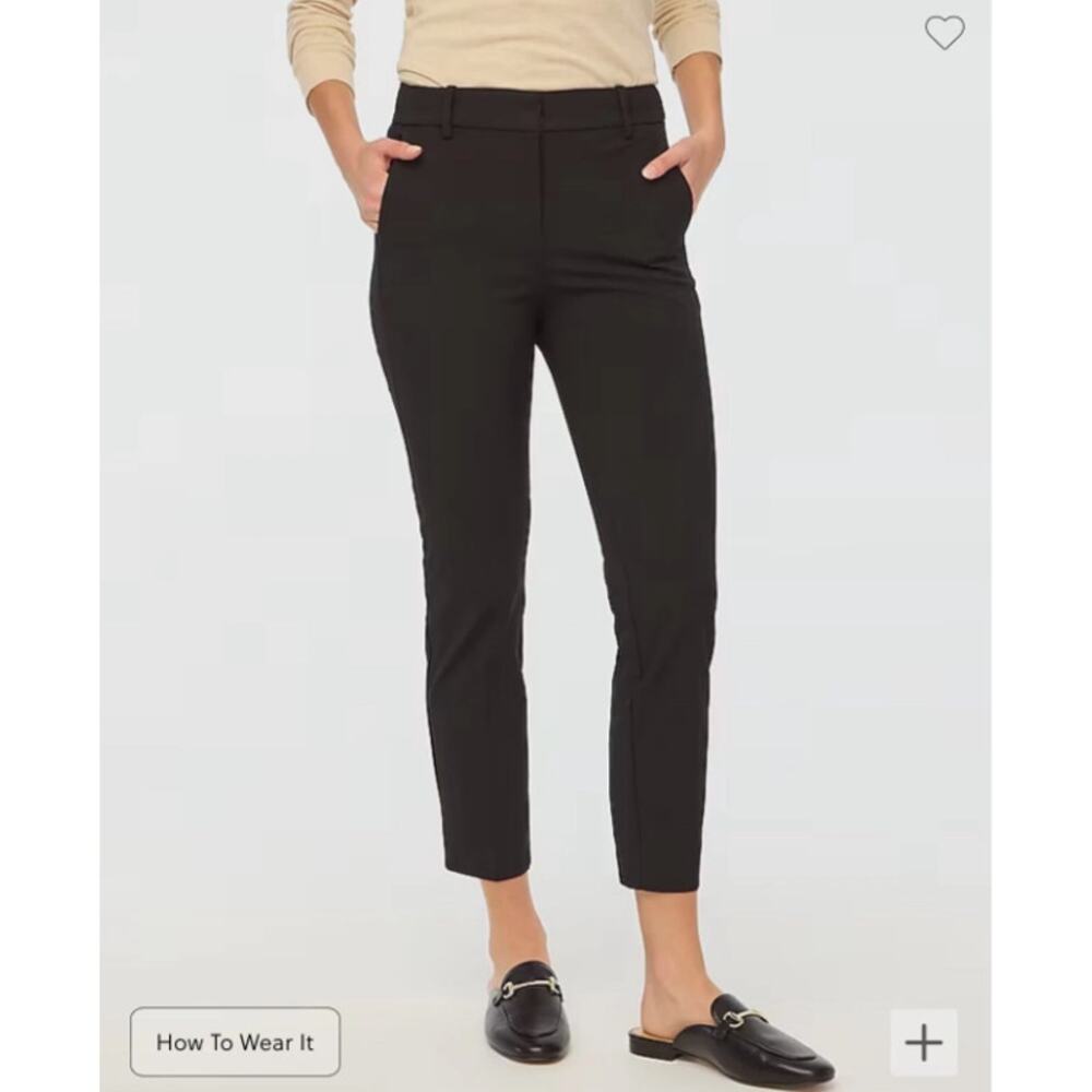 J. Crew Factory Slim Cropped Ruby Pant in Black Stretch Twill Size 14